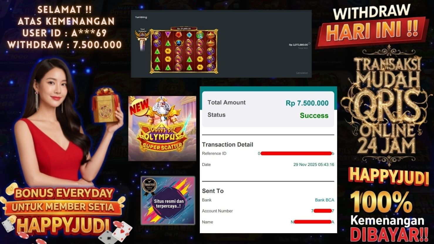 HAPPYJUDI JACKPOT SLOT GATES OF OLYMPUS SUPER SCATTER